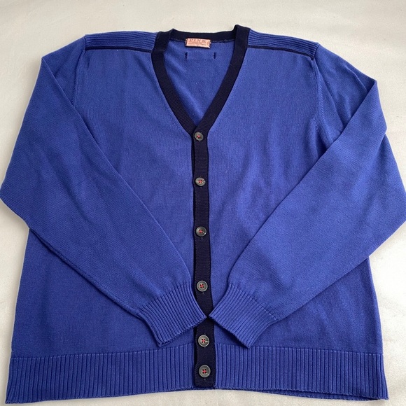 Thomas Pink blue and navy button up cardigan sweater